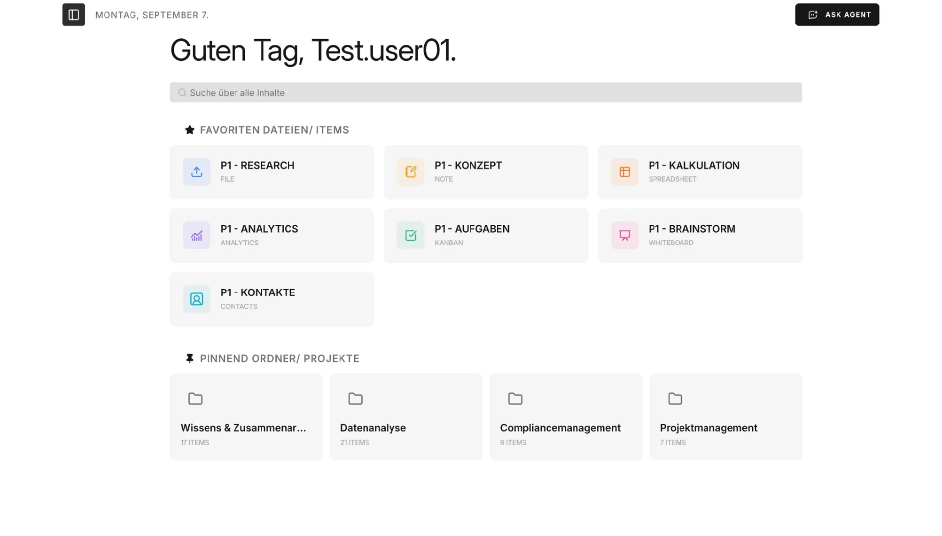 Weisscam Workspace mit Seitenleiste, Dokument-Editor und KI-Agent